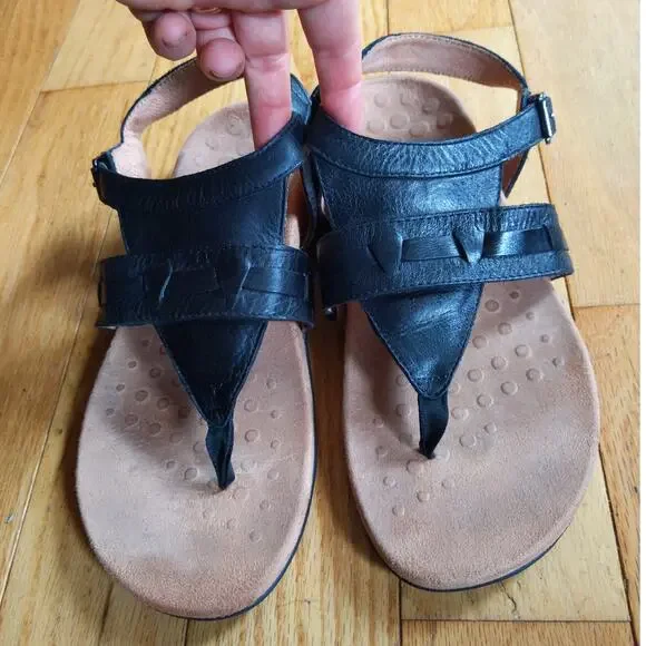 Vionic Shoes Vionic Black Leather Strappy Sandals Size 95